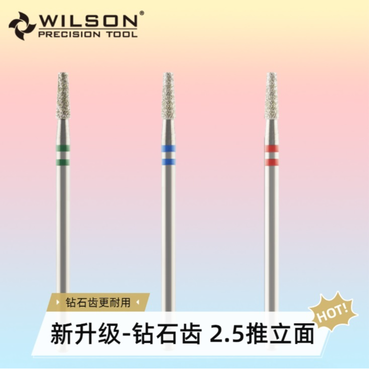 惠而顺 钻石齿2.5推立面夹层皮美甲俄式前置磨头锥形电镀金刚石