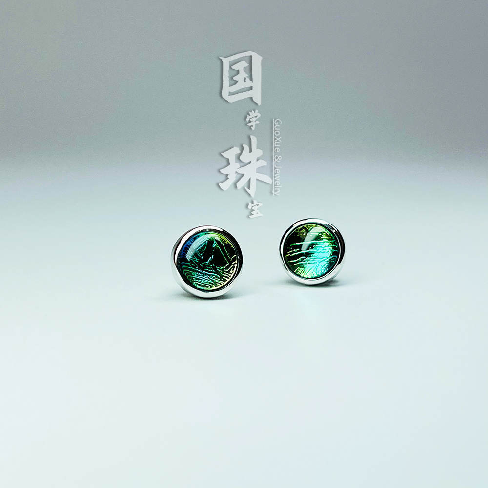 非金属耳饰 彩色天铁陨铁圆型耳钉时尚简约百搭多样性发一对