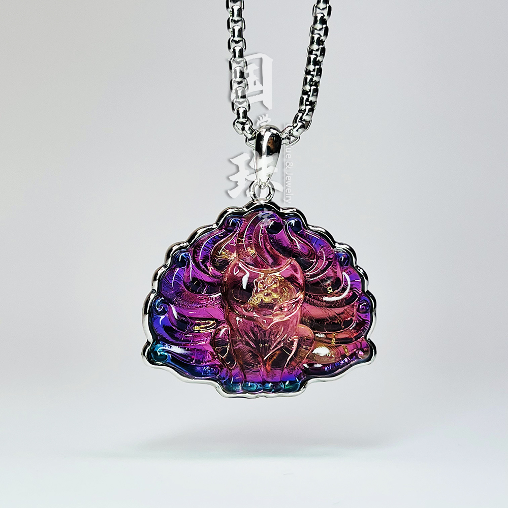 合金吊坠 凤九九尾复古雕刻精美坠链镶嵌陨石天铁坠多样性发时尚