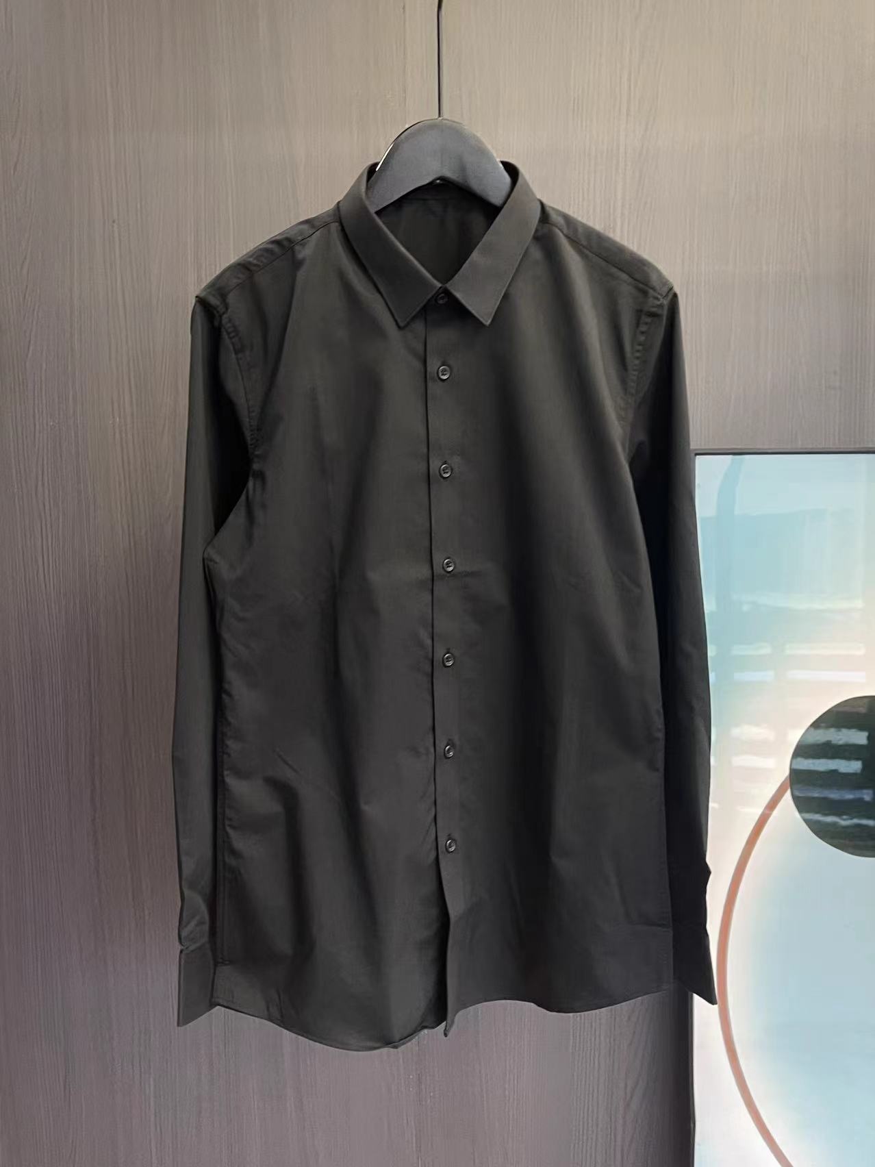 1724-纯色舒适简约修身长袖衬衫