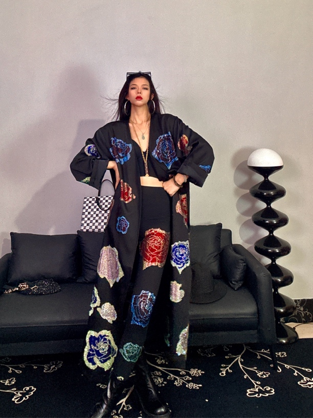 潮钰原创设计【黑曜星芒】百搭优雅设计风格独特时尚宽松短袖西服