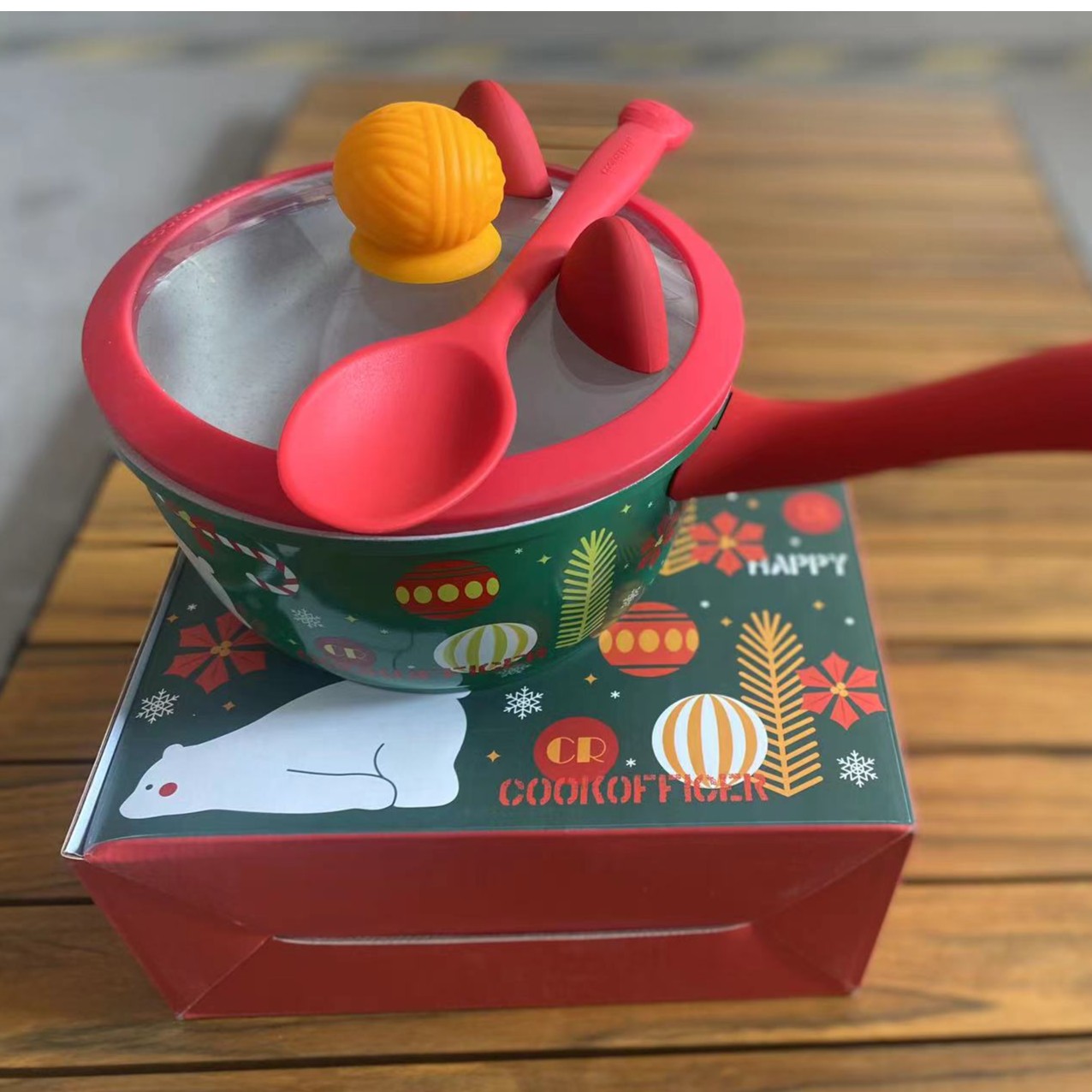  A359圣诞系列奶锅不粘锅宝宝辅食锅婴儿煎煮一体家用泡面锅煮锅