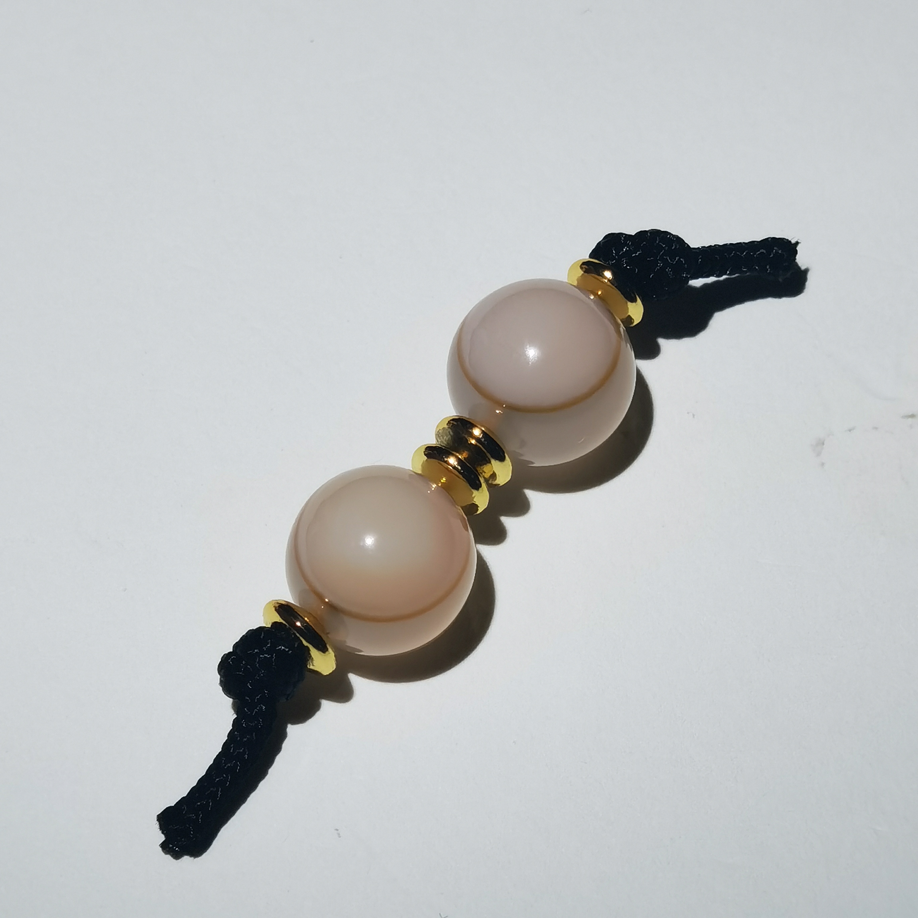 木土堂 | 精品直径11mm圆眼粉糯朱砂玛瑙佛珠腰珠对珠