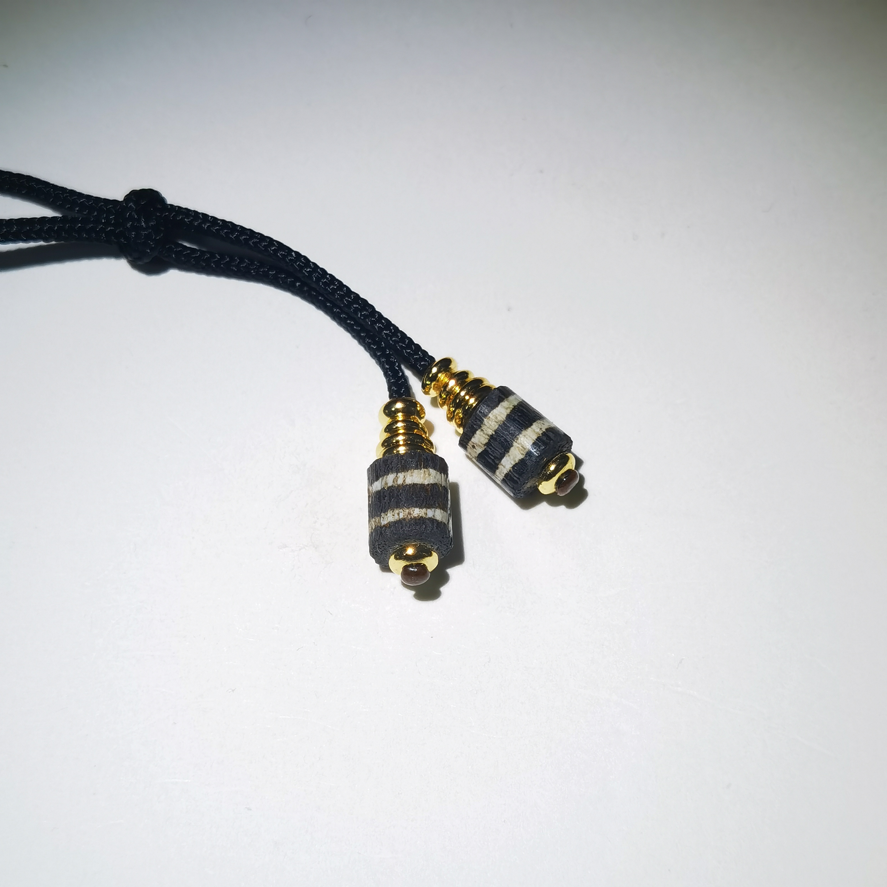 木土堂 | 精品镶蚀双线双圈邦提克佛珠弟子珠黑白佛珠念珠配饰