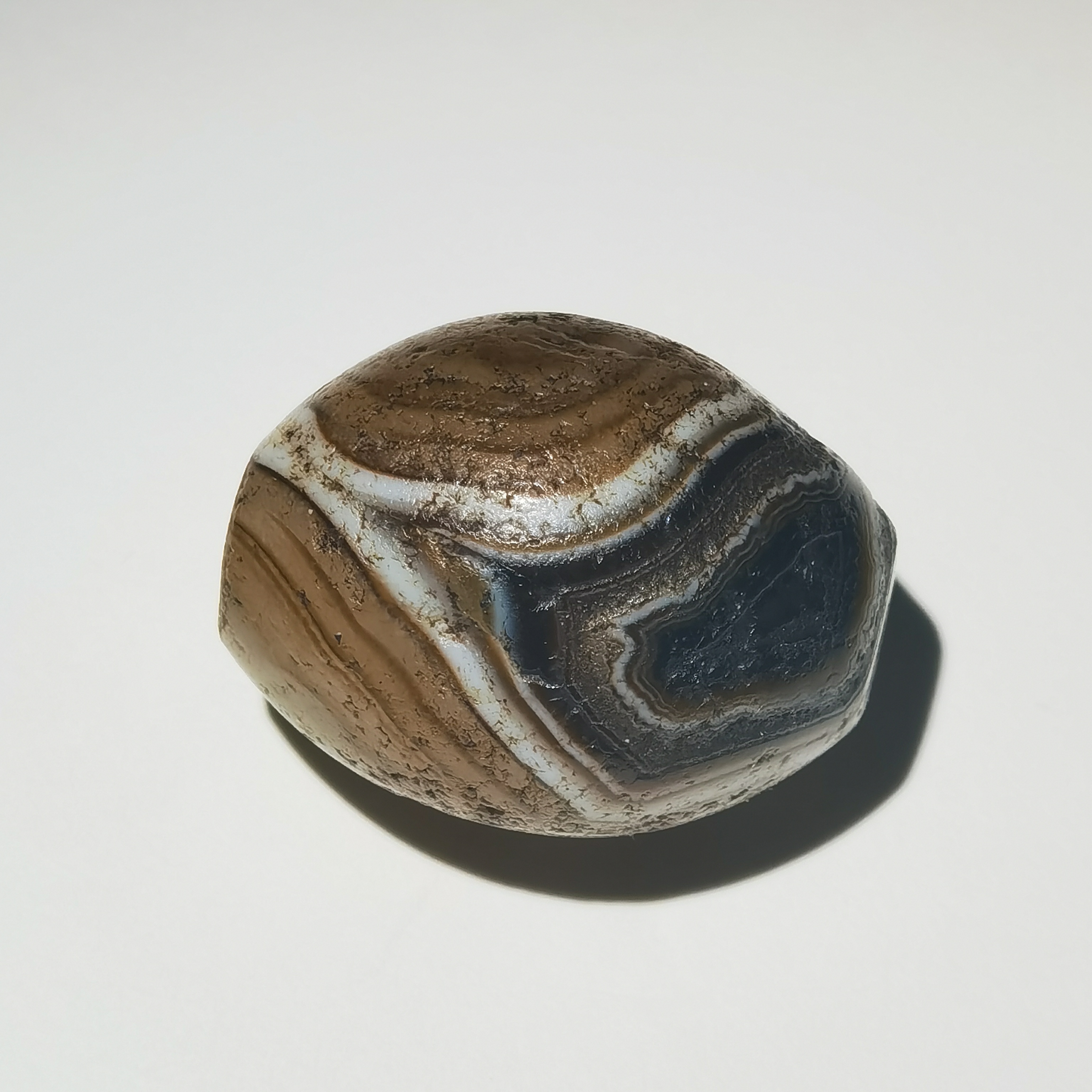 木土堂 | 精品西亚缠丝玛瑙橄榄珠棕黑枣珠型日月款锁骨链长27mm