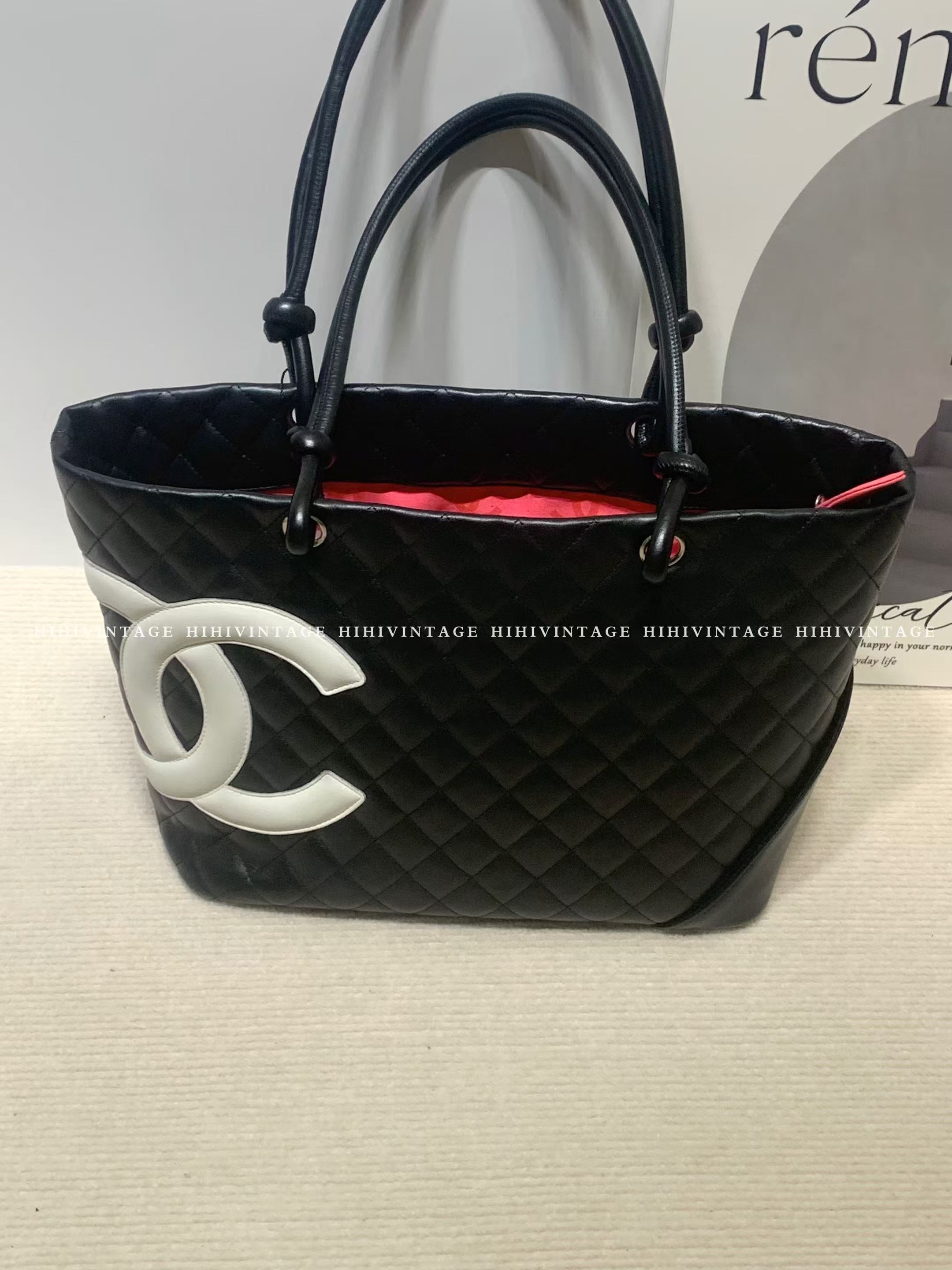 95新 Chanel/香奈儿 HIHI/香奈儿 黑白康鹏手提包9开11654905