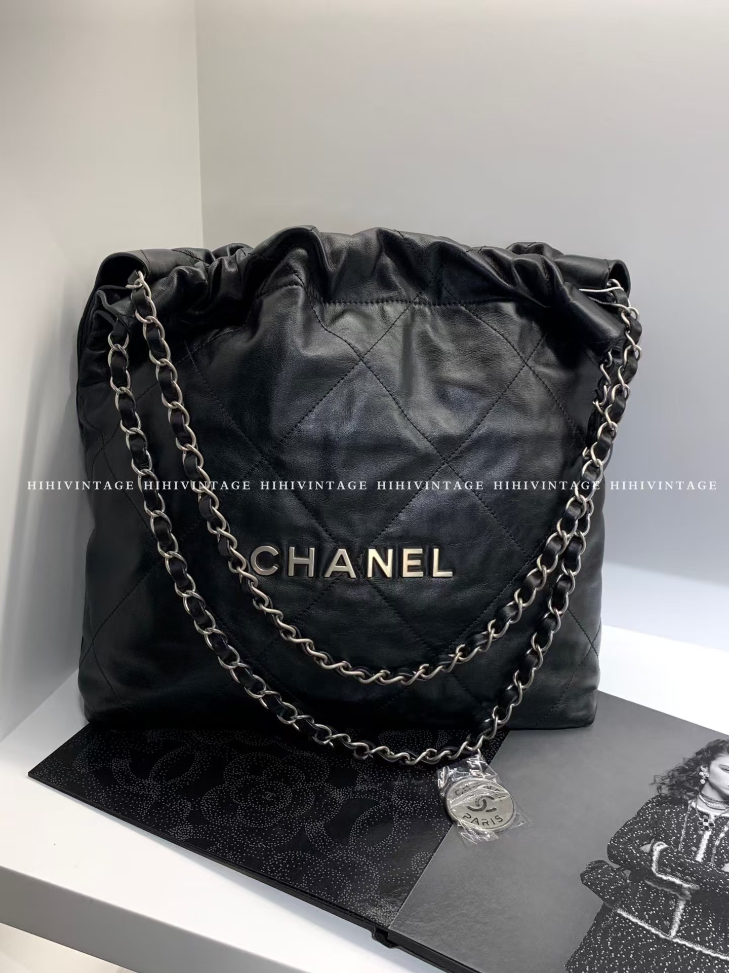 未使用 Chanel/香奈儿 HIHI黑银22bag小号芯片款5545958JL
