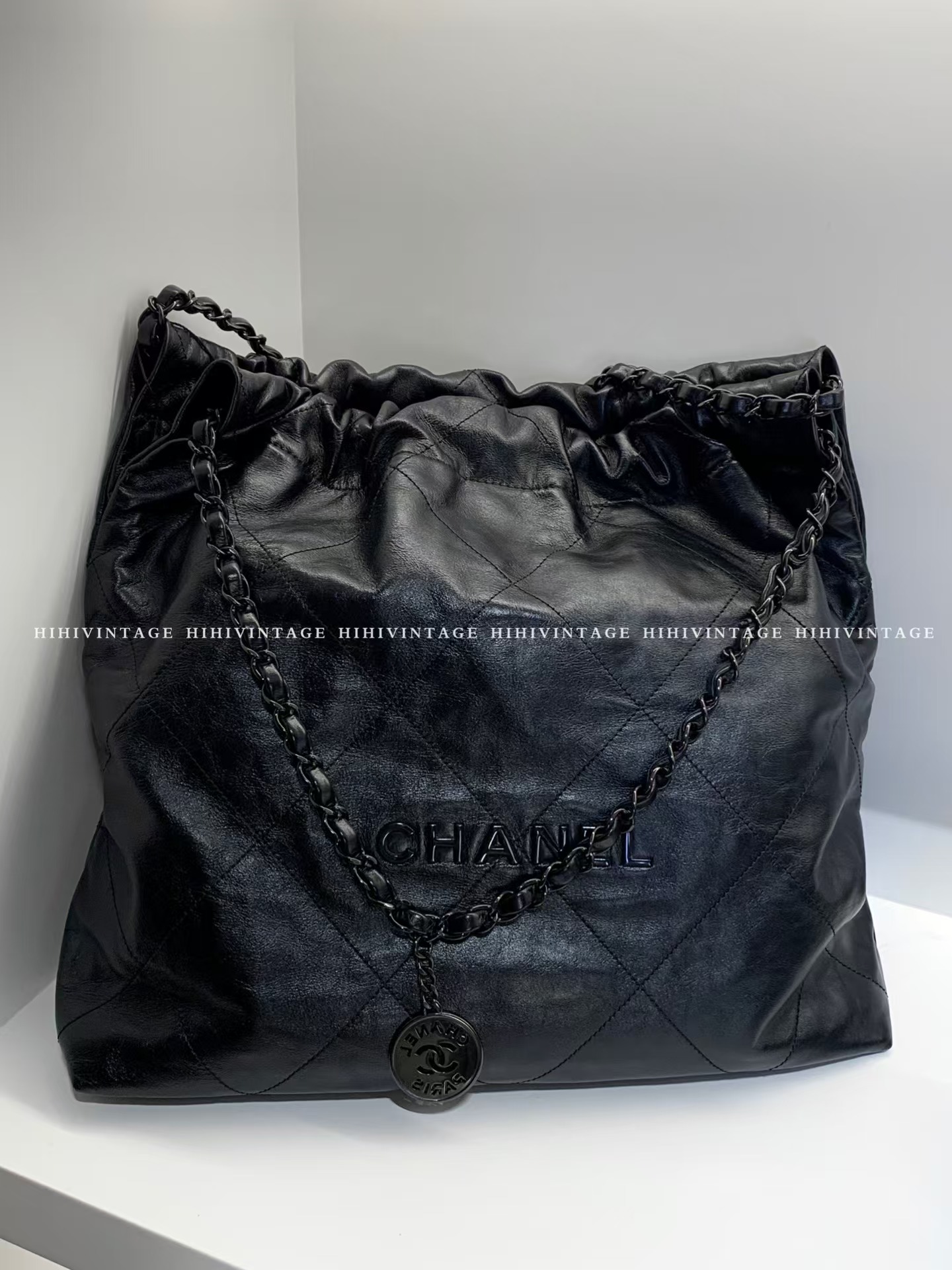 全新未使用 Chanel/香奈儿 HIHI/so black22bag小号芯片款5735510