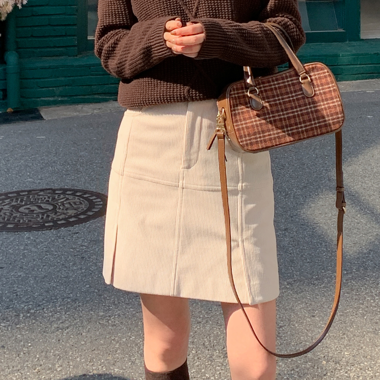 法儿家韩国限定【小甜茶】【新品】FS410X006灯芯绒半裙