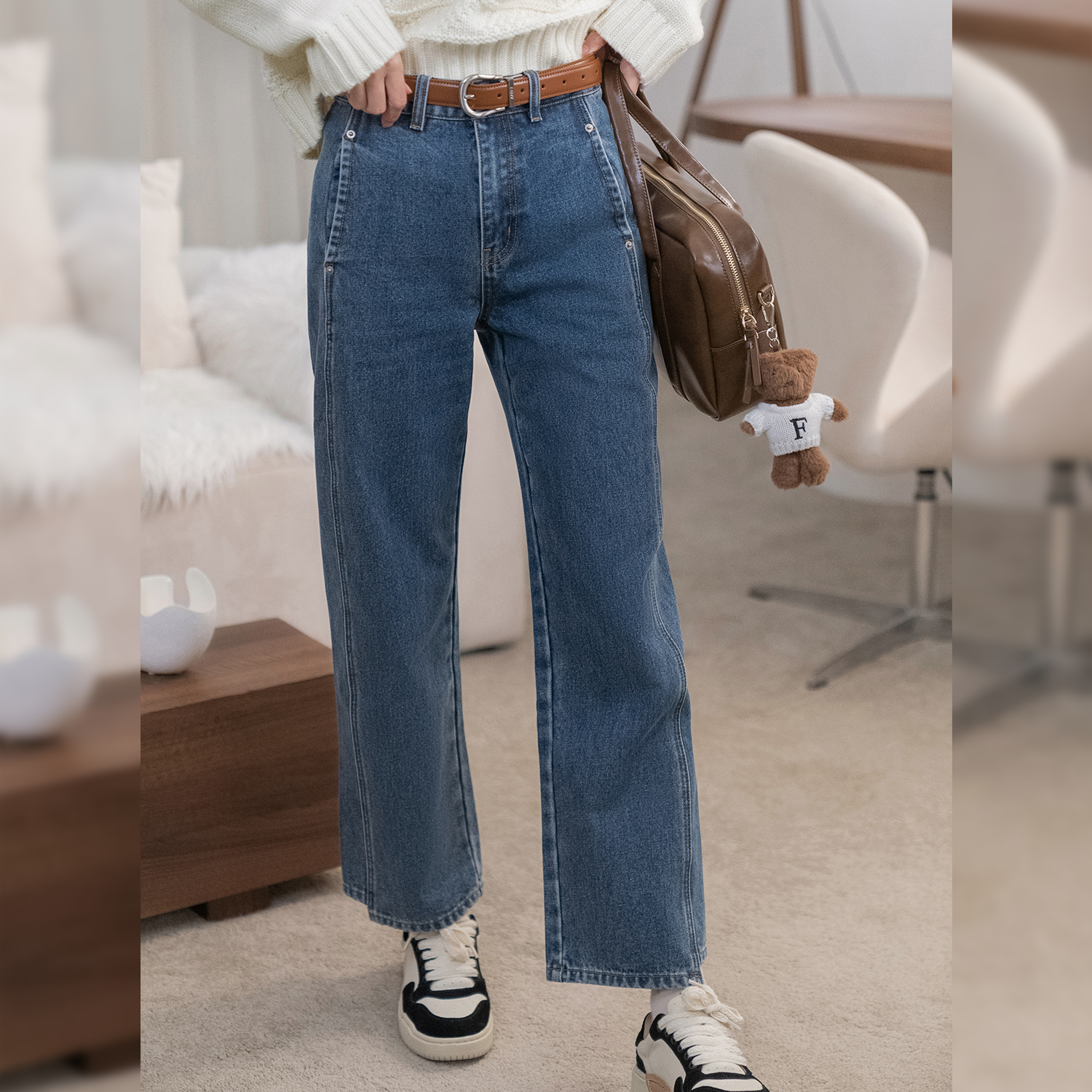 【线条比例】撞色压线直筒裤FS310X010