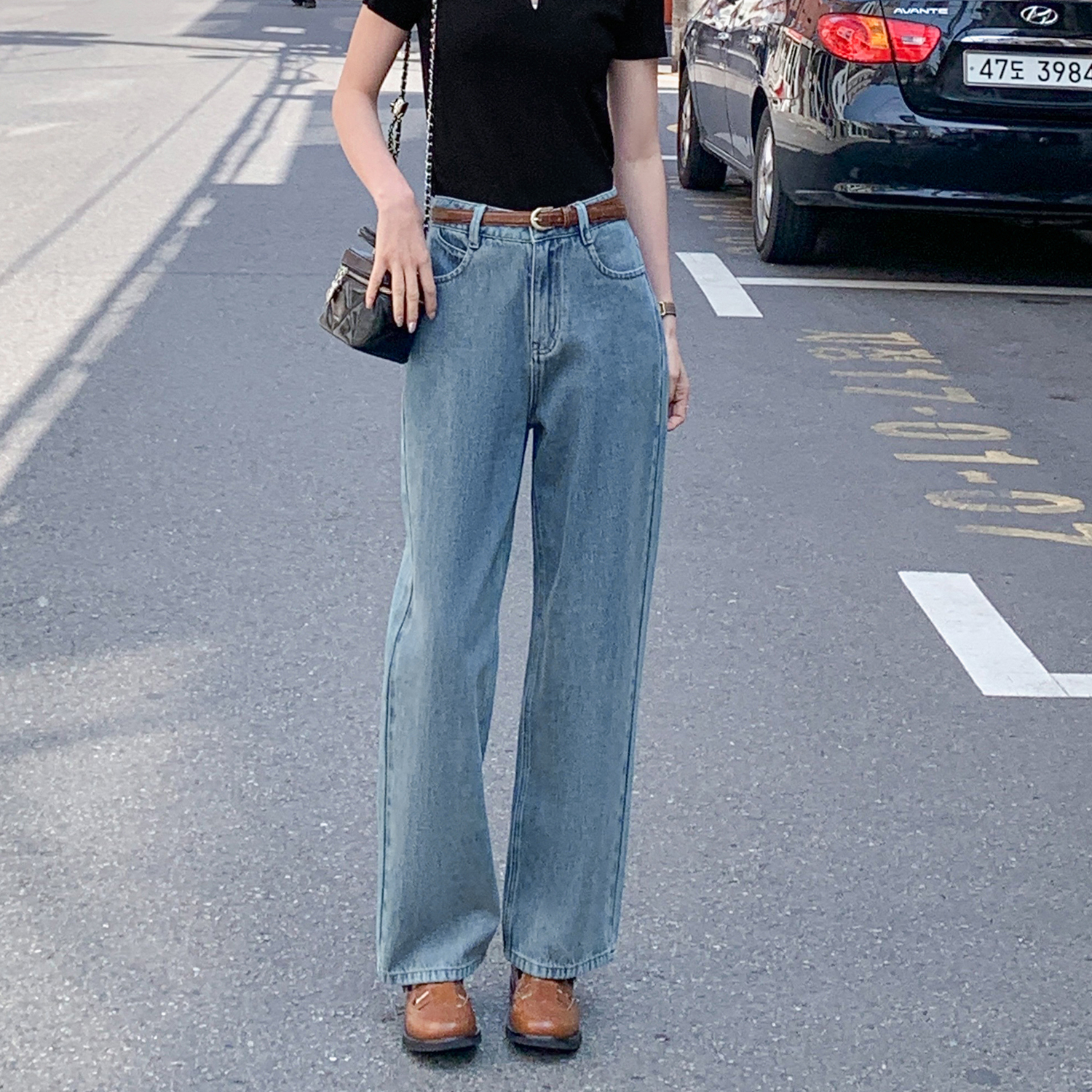 法儿家韩国限定「新品」【初夏特调】直筒牛仔裤FS401X044