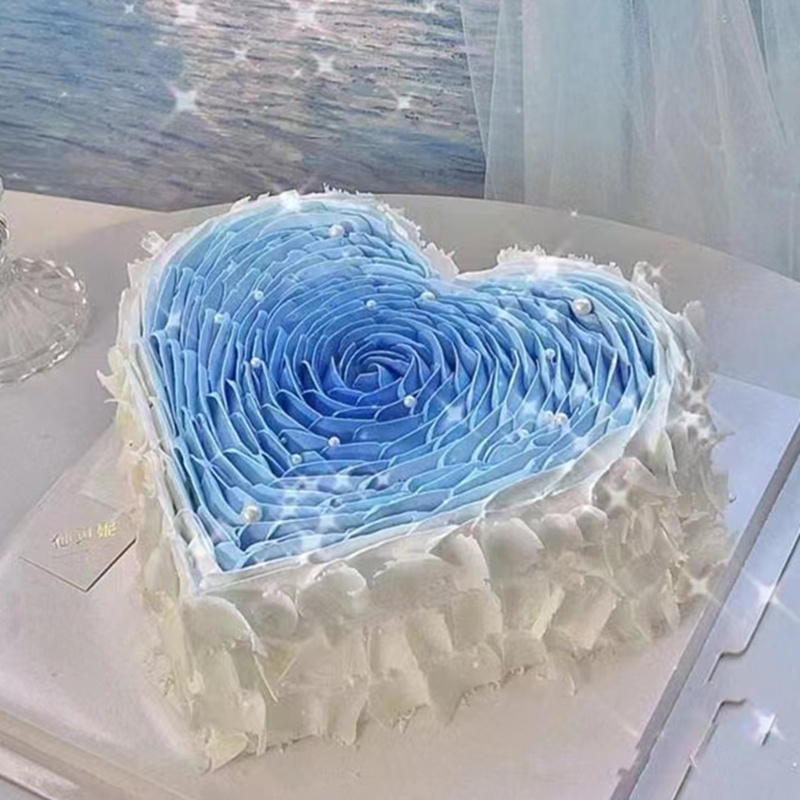 网红女神爱心奶油玫瑰心形生日蛋糕女神朋友闺蜜老婆全国同城配送
