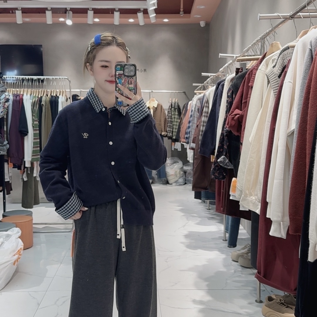 XUJINGJIA/徐静家徐静家翻领针织开衫宽松百搭软糯外套5010581