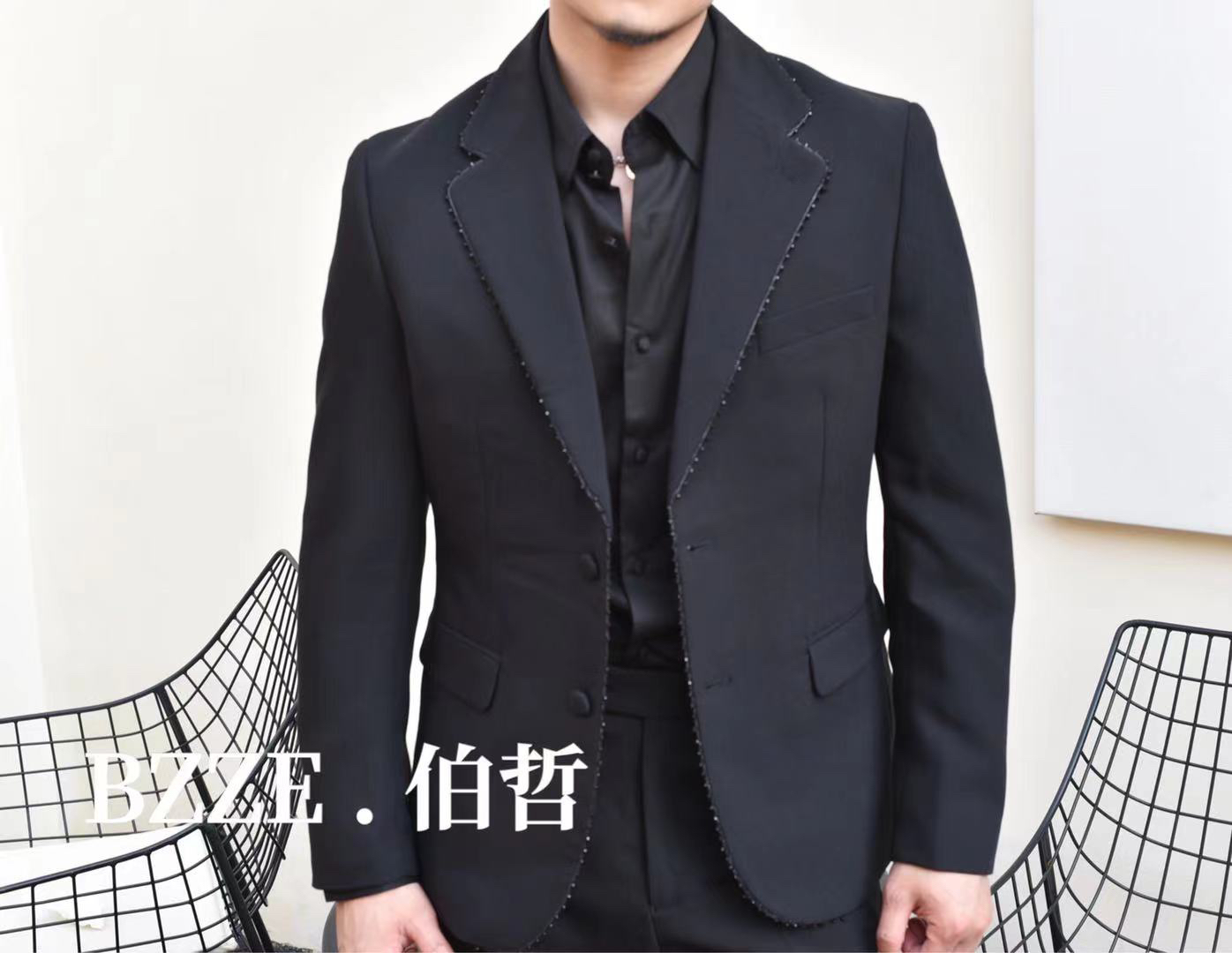 高级感设计修身小西装外套男士潮流痞帅休闲西服