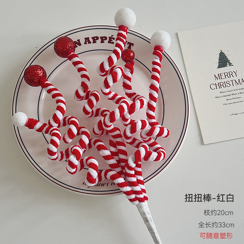 圣诞节烟花棒装饰品圣诞花摆件圣诞树搭配材料礼物配饰花艺