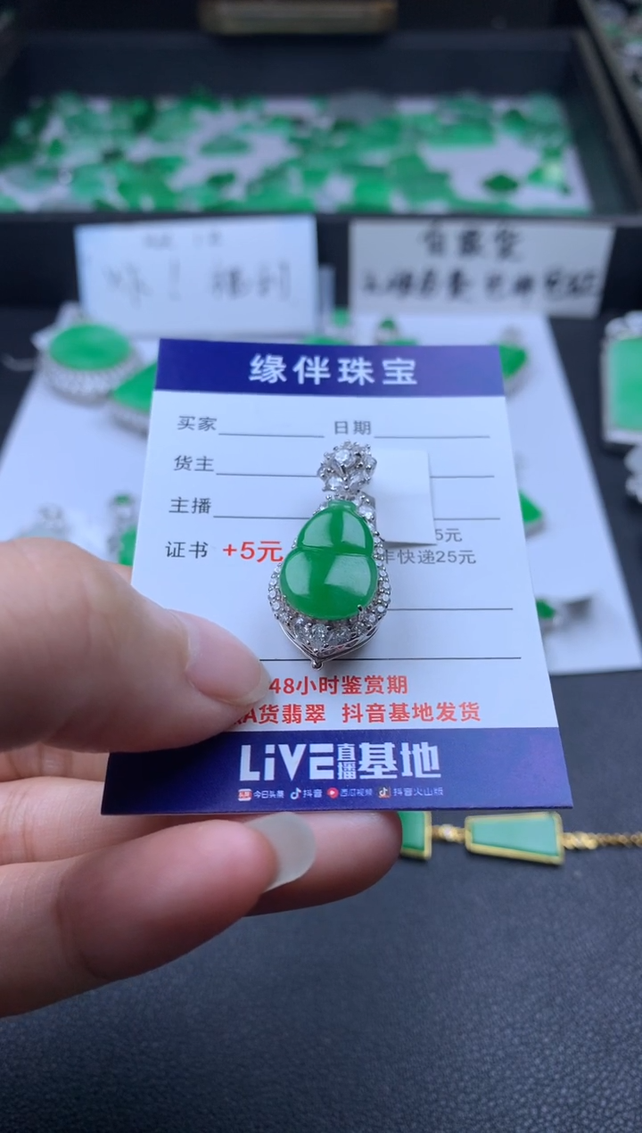 【闪购商品】翡翠颈饰银S925镶嵌葫芦