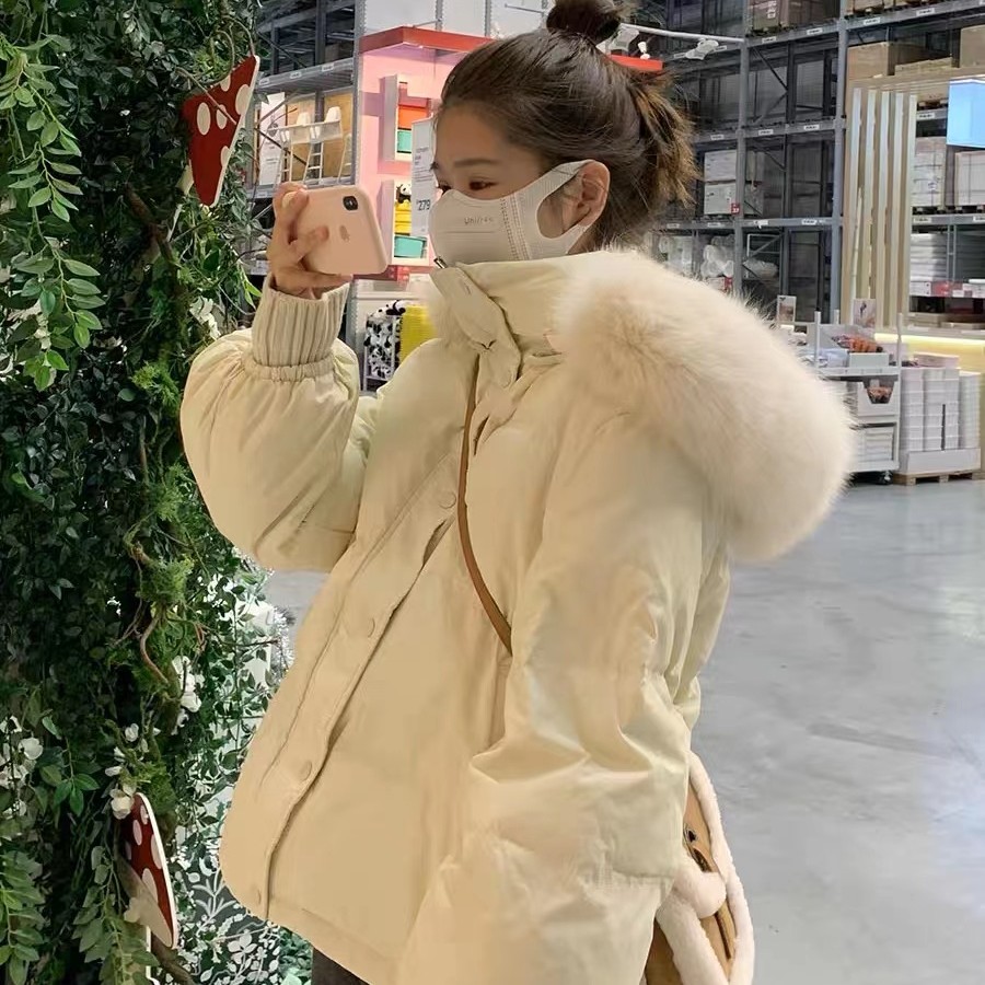 2023韩版小个子短反季款潮流棉服女时尚休闲连帽保暖百搭冬季外套