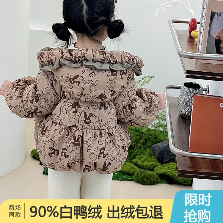 巴啦吧加厚小童连帽外套婴幼儿儿童2023洋气羽绒服新款女童女孩DS