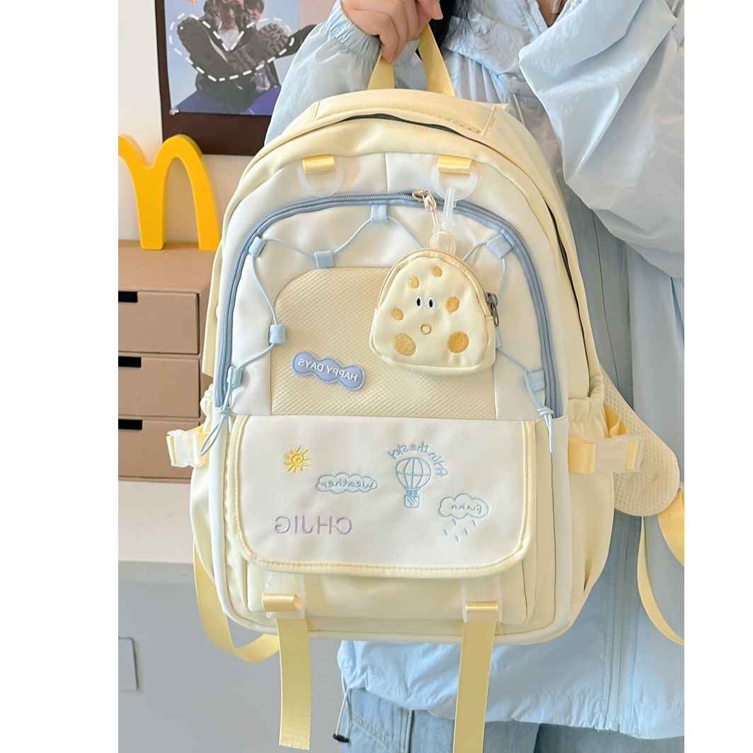 马卡龙少女双肩包2025新款可爱小学生大容量背包初中生高中生书包
