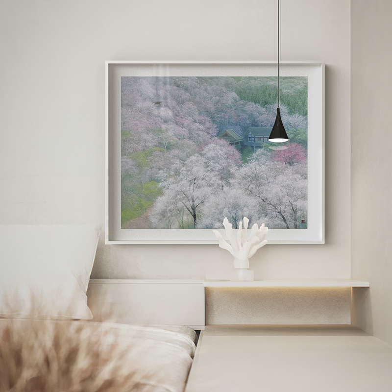 野地美树子日式卧室挂画装饰画床头挂画原木风玄关柜风景摆画壁画