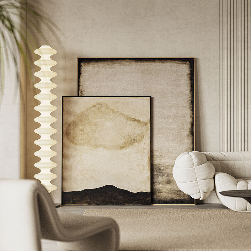 中古风客厅装饰画现代极简沙发背景墙壁挂画落地画侘寂风玄关壁画