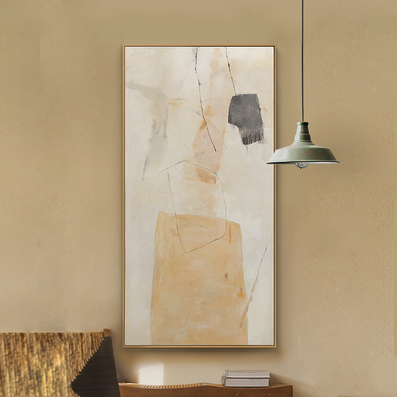 竖版侘寂风现代简约玄关装饰画抽象日式走廊过道挂画北欧入户壁画