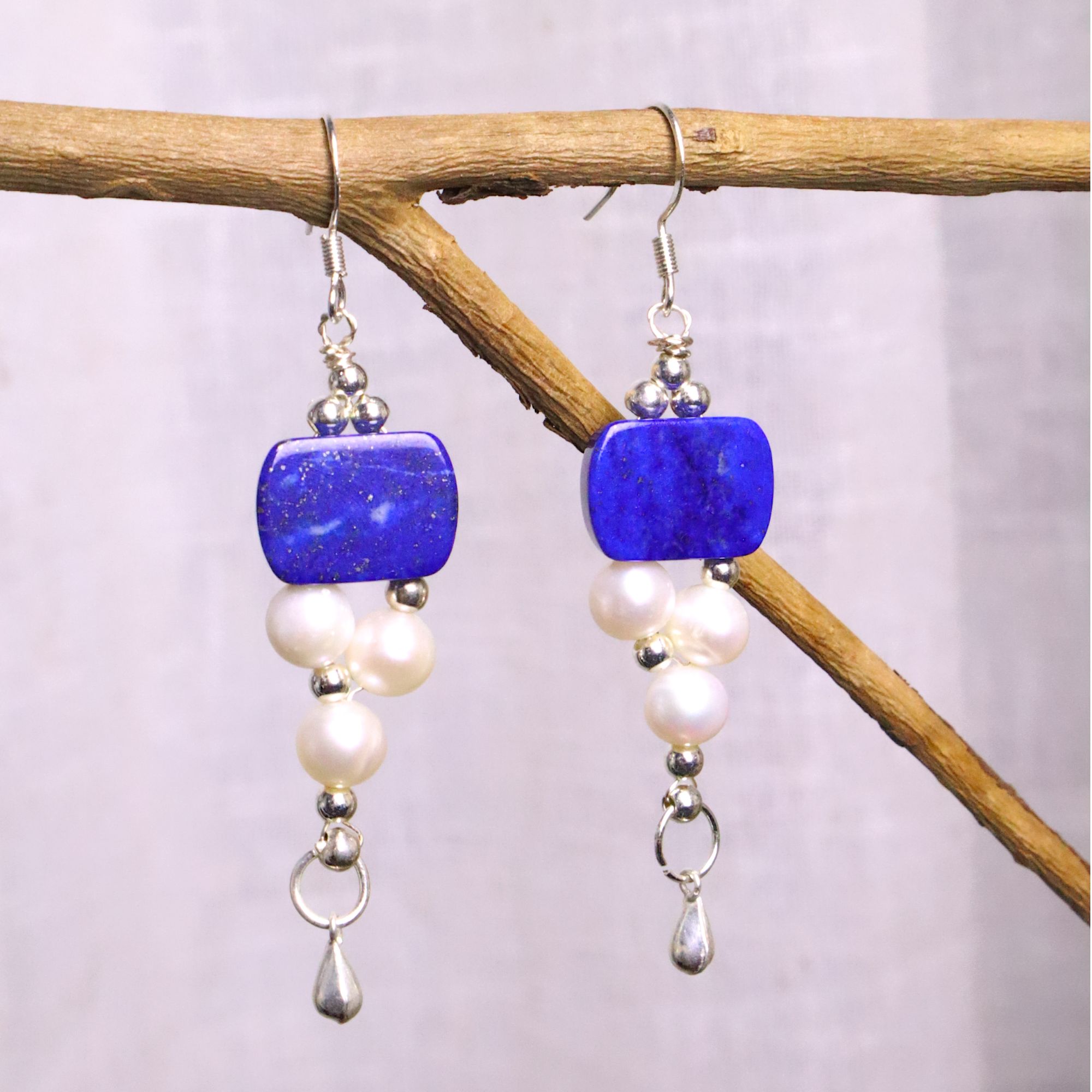 珍珠青金石银耳饰时尚百搭精品