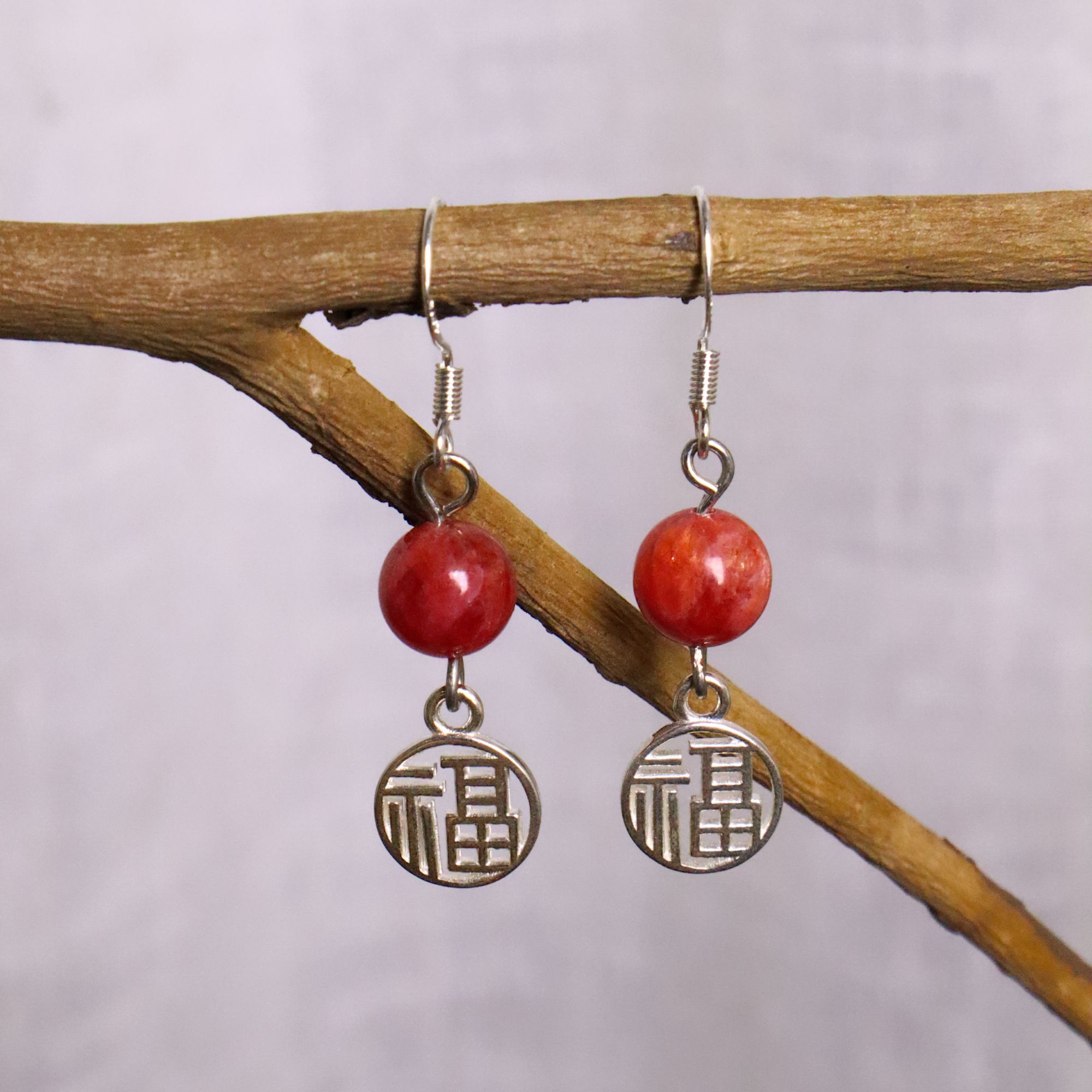 蔷薇辉石福牌银耳饰耳环精品百搭时尚复古