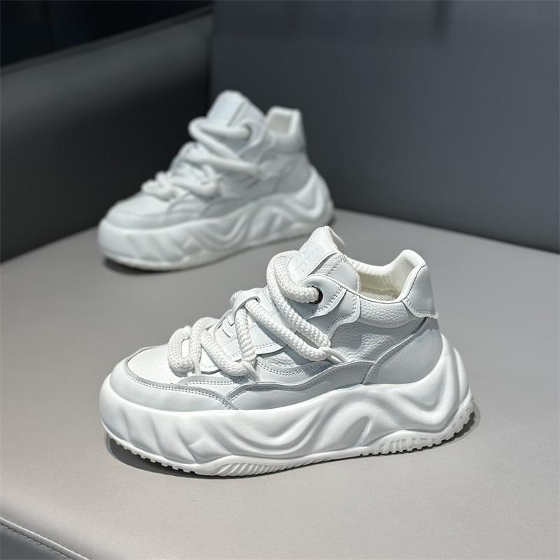 欧洲站男鞋秋季新款皮面休闲舒适增高厚底潮流百搭时尚网红老爹鞋