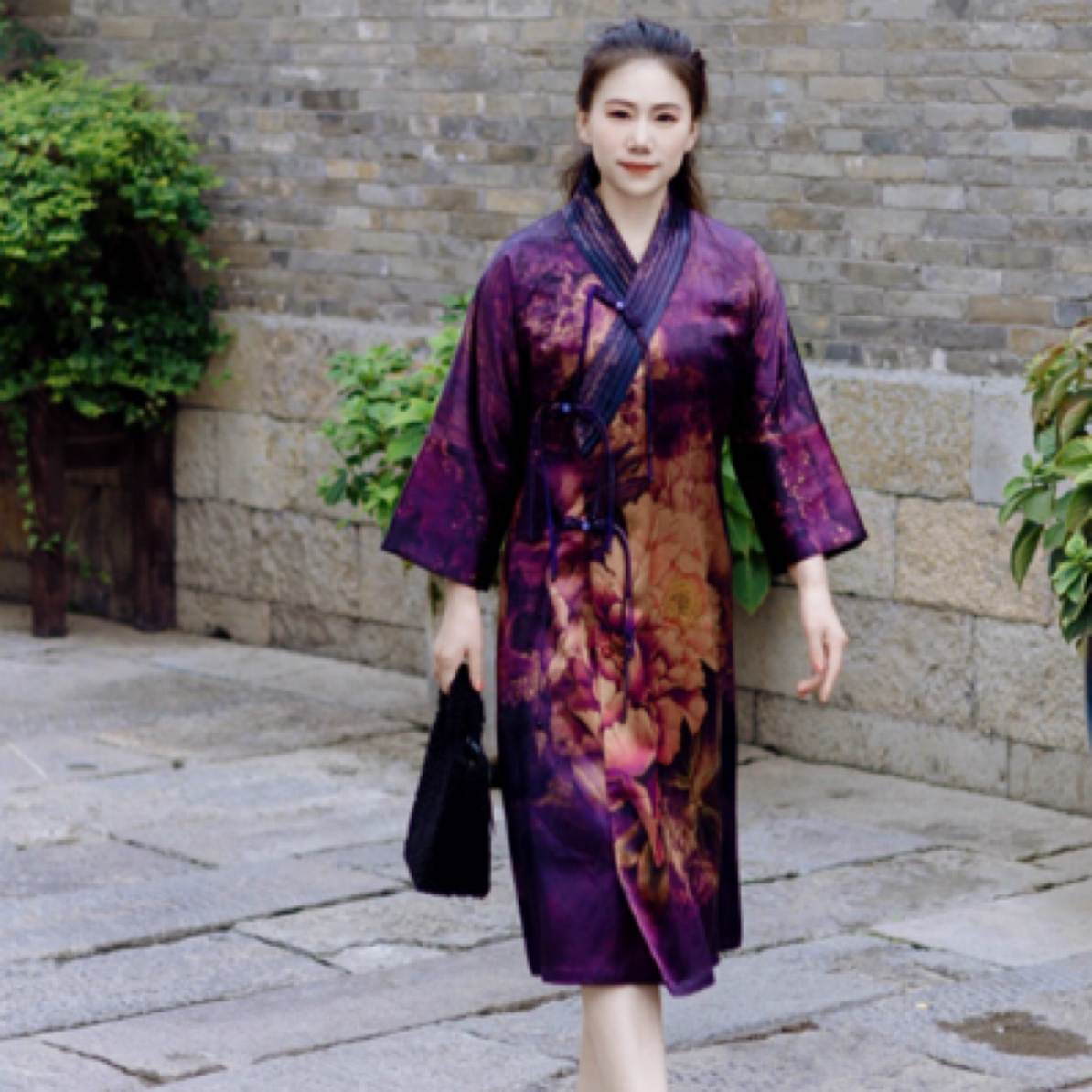 老料皮子香云纱主母衣袍子新中式连衣裙旗袍裙民族风气质复古国风