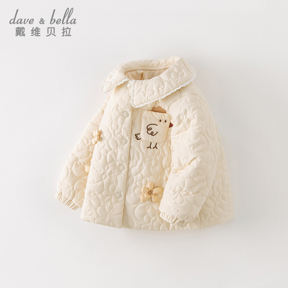戴维贝拉儿童棉服春秋新款女童洋气卡通外套宝宝童装DB3238343