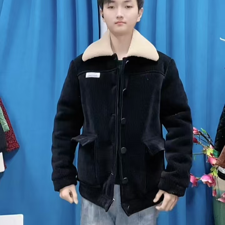 男士时尚休闲雪尼尔加厚保暖翻领冬季家居服