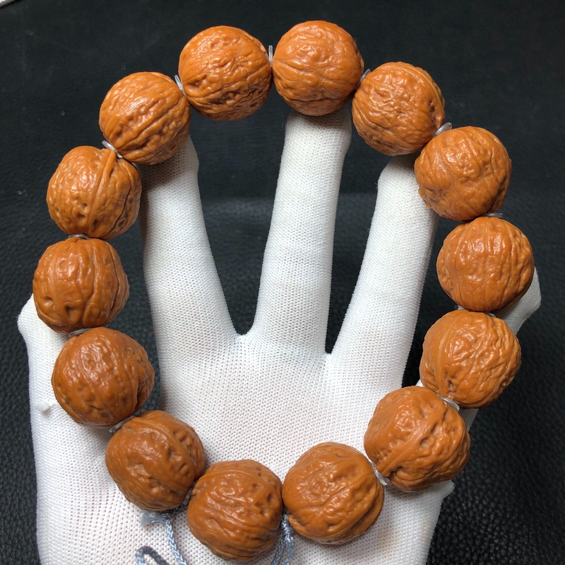 0336光头蛤蟆头野生秋子手串手持红皮红肉干刷打底尺寸23mm左右