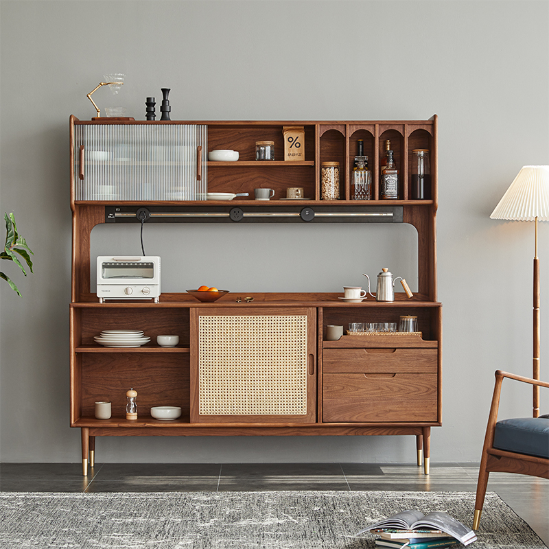 朴愫木作浩瀚餐边柜  黑胡桃储物柜多层收纳简约置物柜