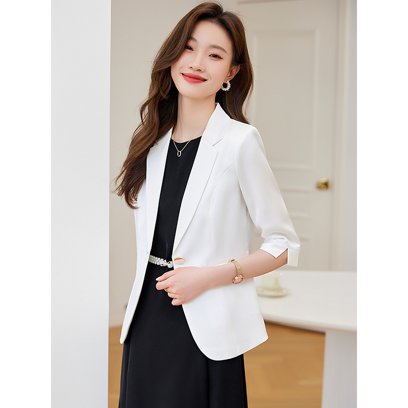 白色西装外套女夏季新款小个子气质职业装休闲连衣裙西服套装薄款