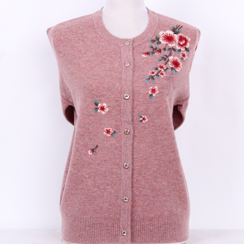 100%羊毛衫中年妈妈装开衫毛衣女士羊绒衫中老年女装针织羊毛衫