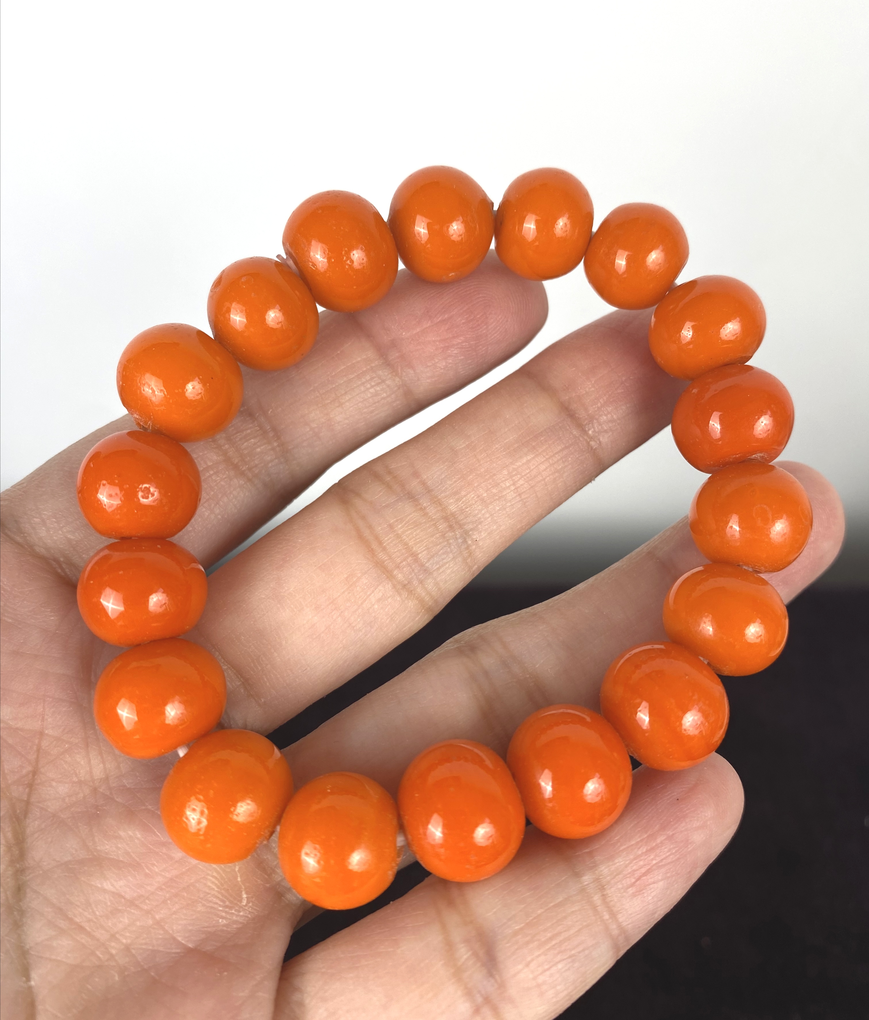 老琉璃柿子红手串