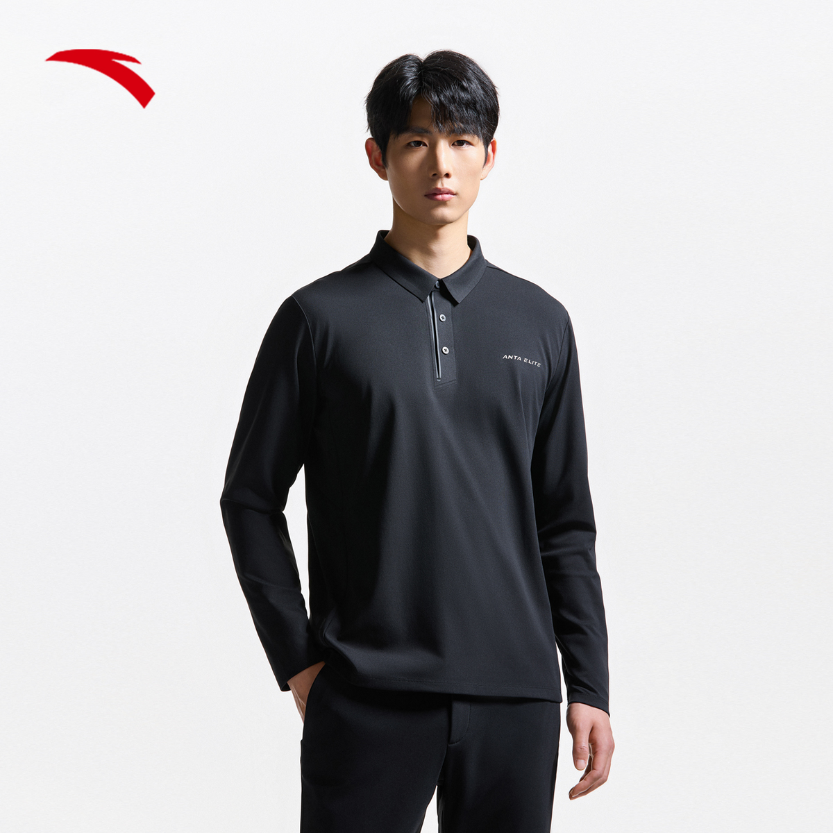 安踏精英系列丨长袖Polo衫男士秋季商务通勤翻领针织衫运动上