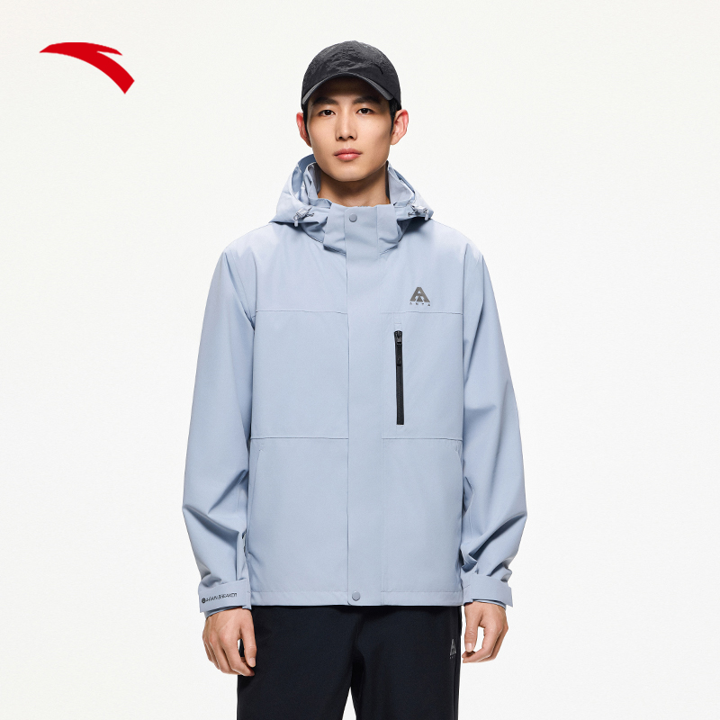 安踏大地之壳水壳冲锋衣24新款梭织厚外套户外防风冲锋衣连帽休闲