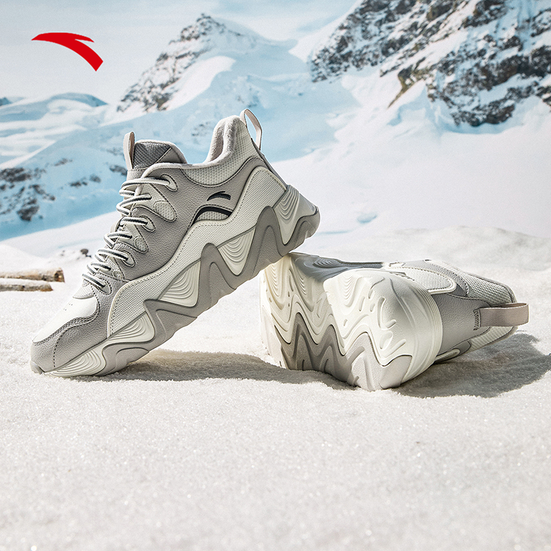 安踏后浪棉鞋板鞋休闲鞋男女鞋子情侣鞋加绒保暖秋冬中帮百搭长绒