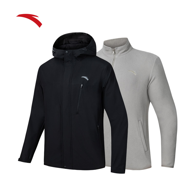 安踏水壳三合一冲锋衣丨大地之壳2.0防风防暴雨户外冲锋衣男