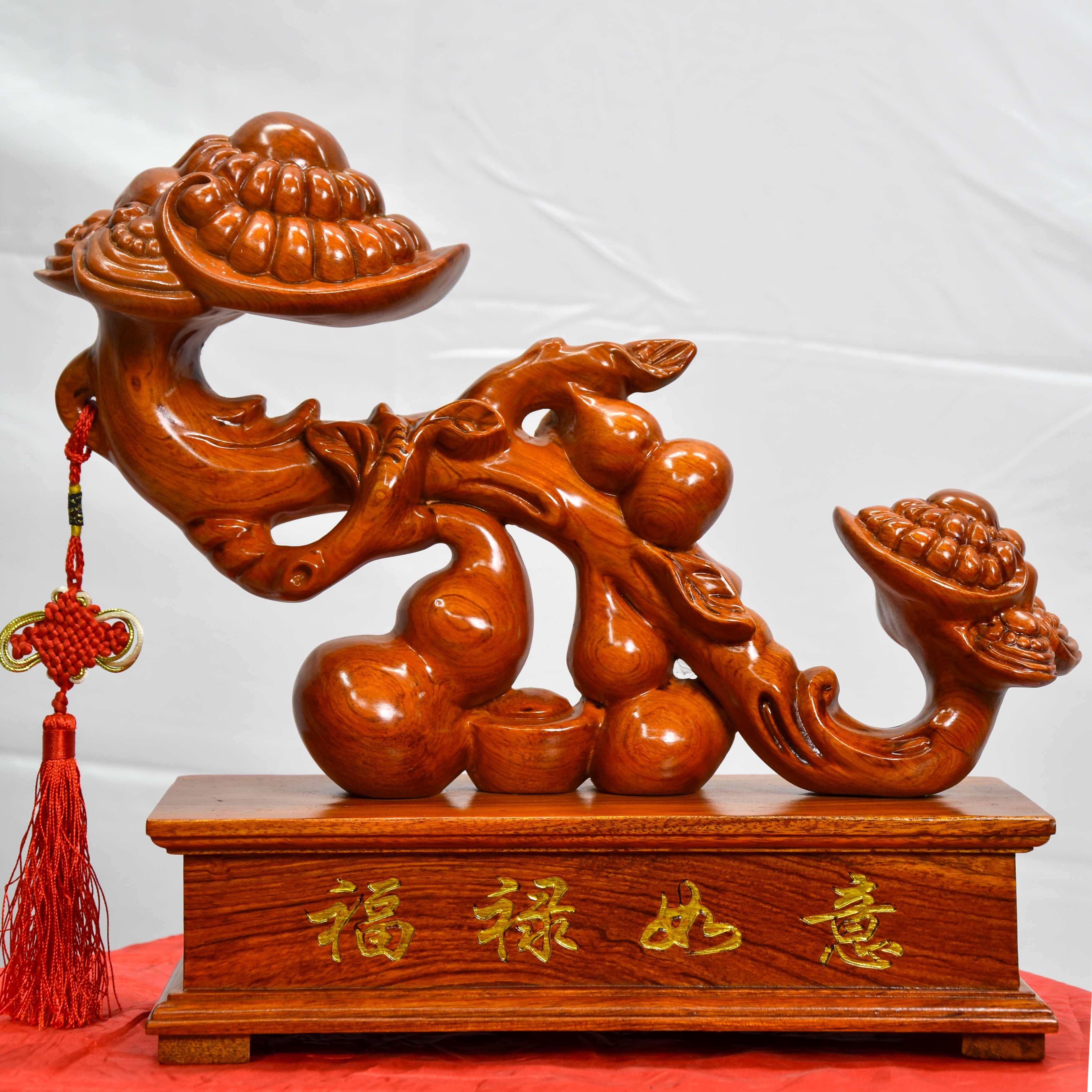 福禄如意花梨木整木整雕