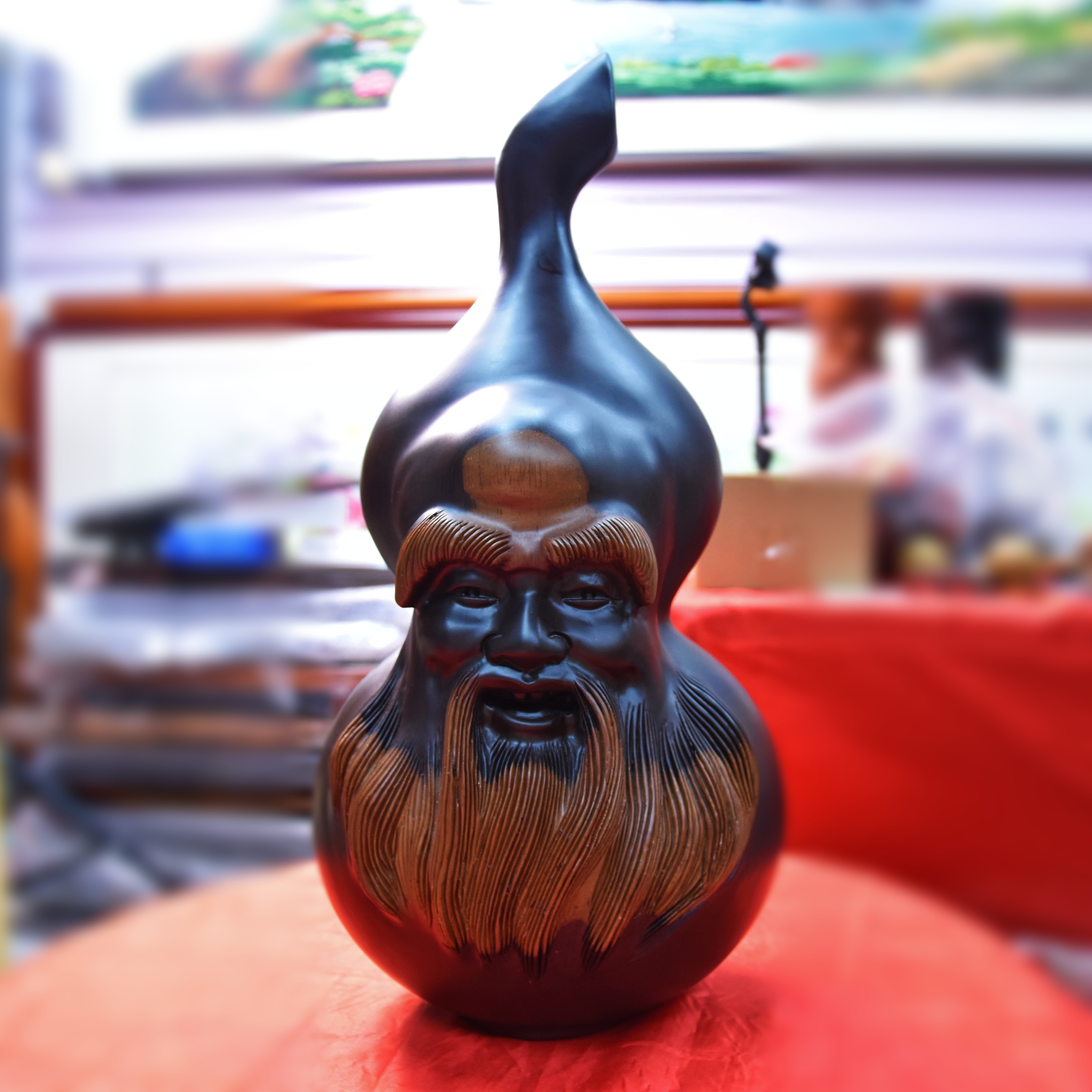 黑檀木，寿星头像