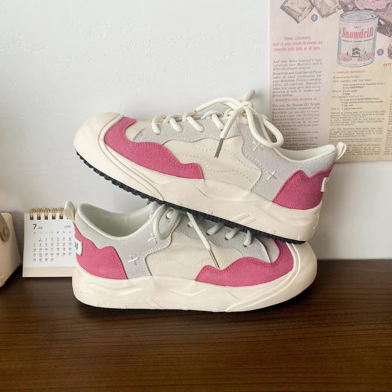 6550 丑萌厚底板鞋女港风复古女鞋2024新款百搭小众休闲小白鞋子