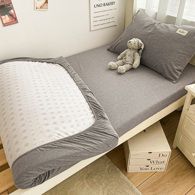 纯棉床笠学生宿舍专用单人全棉床罩褥子日式套床单套防滑纯色简约