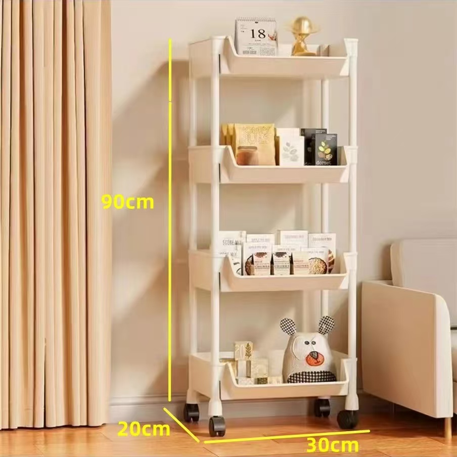 【随机发】m移动书架置物架落地多层带轮客厅卧室宿舍小推车收纳架