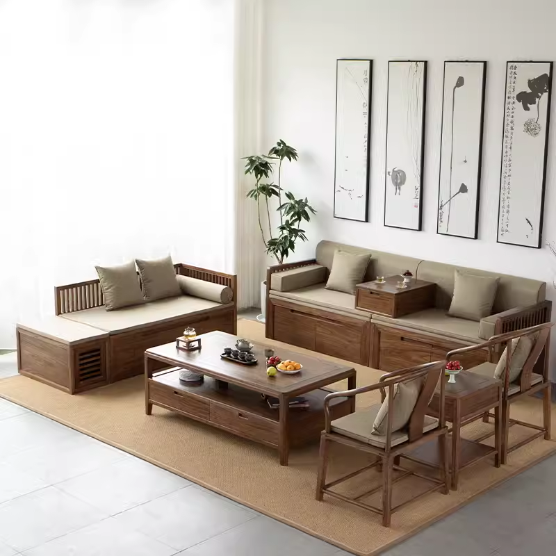 现代简约整装小户型成套家具新中式实木罗汉床榻榻米客厅沙发组合