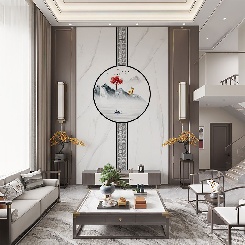 2023新款无缝壁纸中式风景装饰画墙纸客厅电视背景墙壁画影视墙布