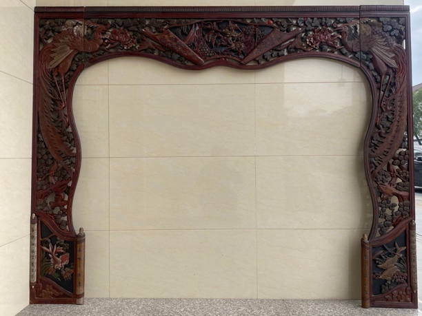 老木雕书卷式老床脸一幅14号