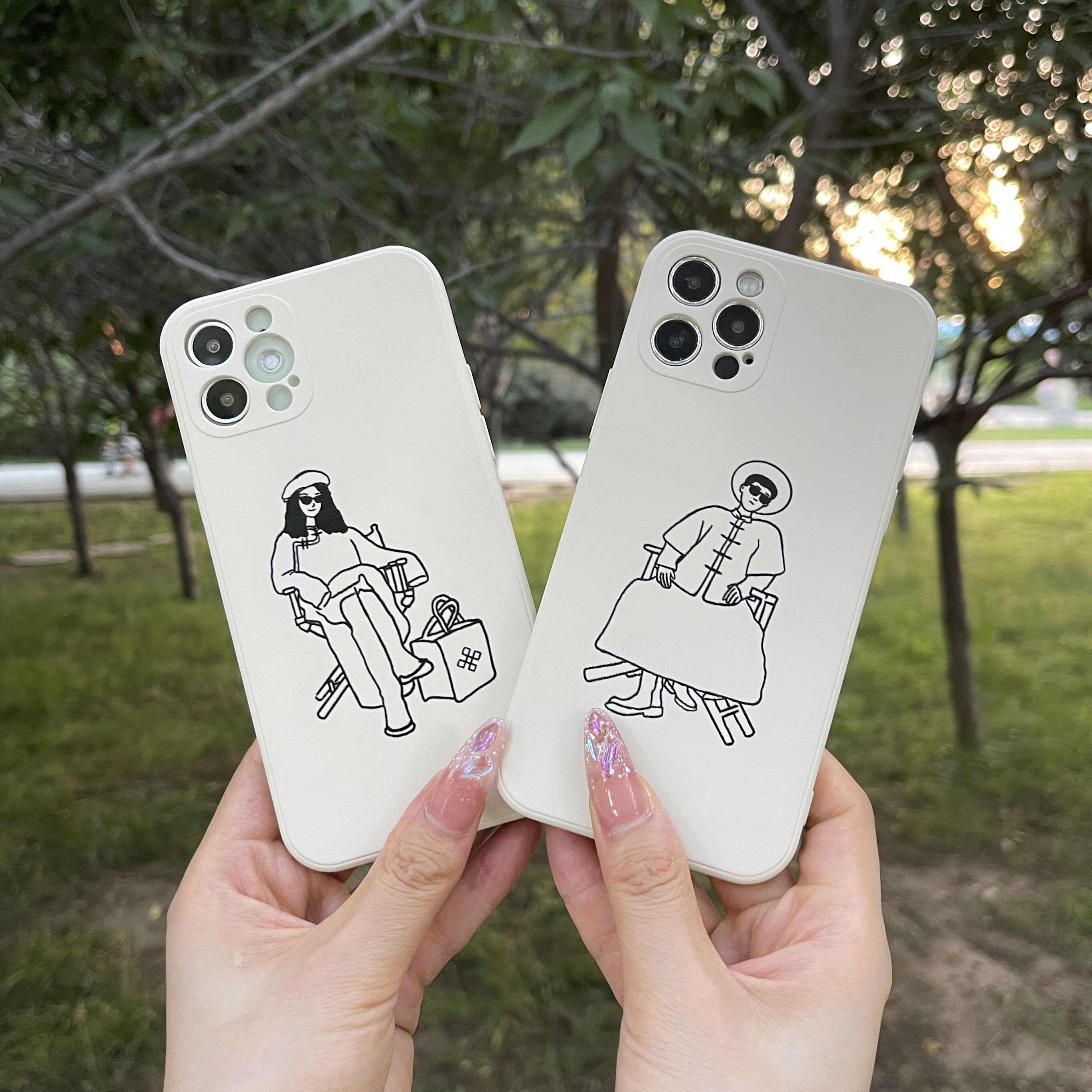 【苹果/华为/小米/OPPO/VIVO】高级感民族风简笔情侣创意手机壳
